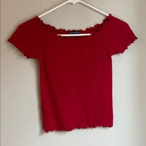 Off shoulder red top